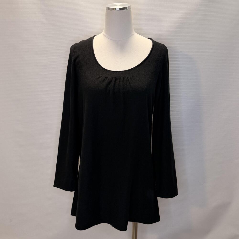 Eileen Fisher Sweater Womens Medium Black Silk Cashmere Scoop Neck Tunic Knit